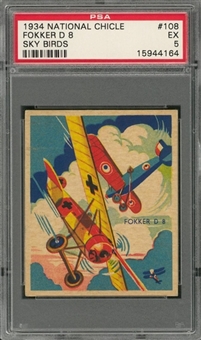 1934 R136 National Chicle "Sky Birds" #108 "Fokker D 8" – PSA EX 5